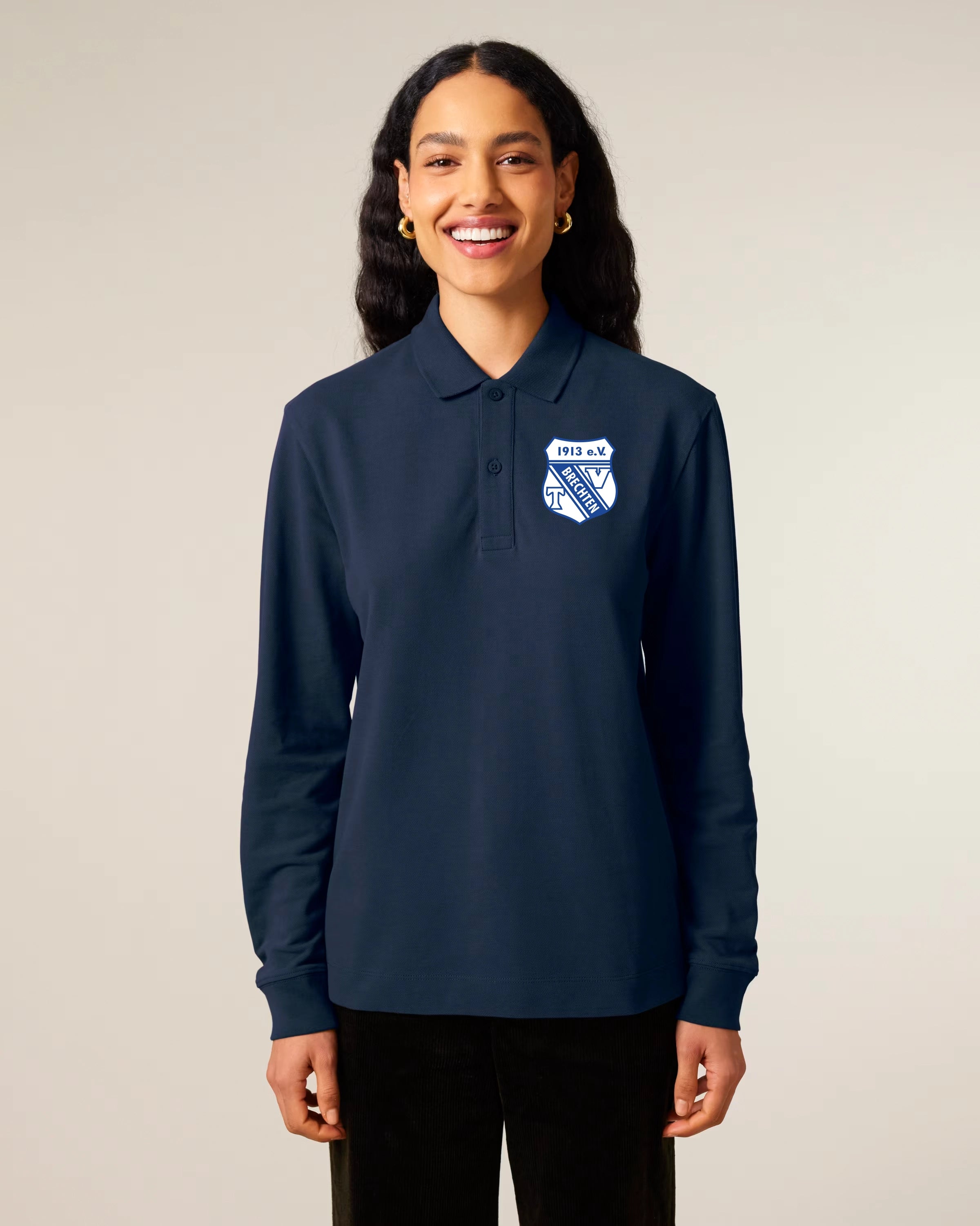 Poloshirt Langarm Navy W 240 GSM